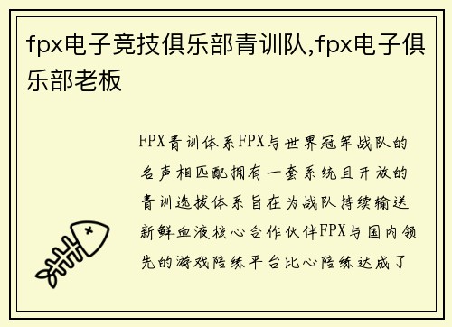 fpx电子竞技俱乐部青训队,fpx电子俱乐部老板